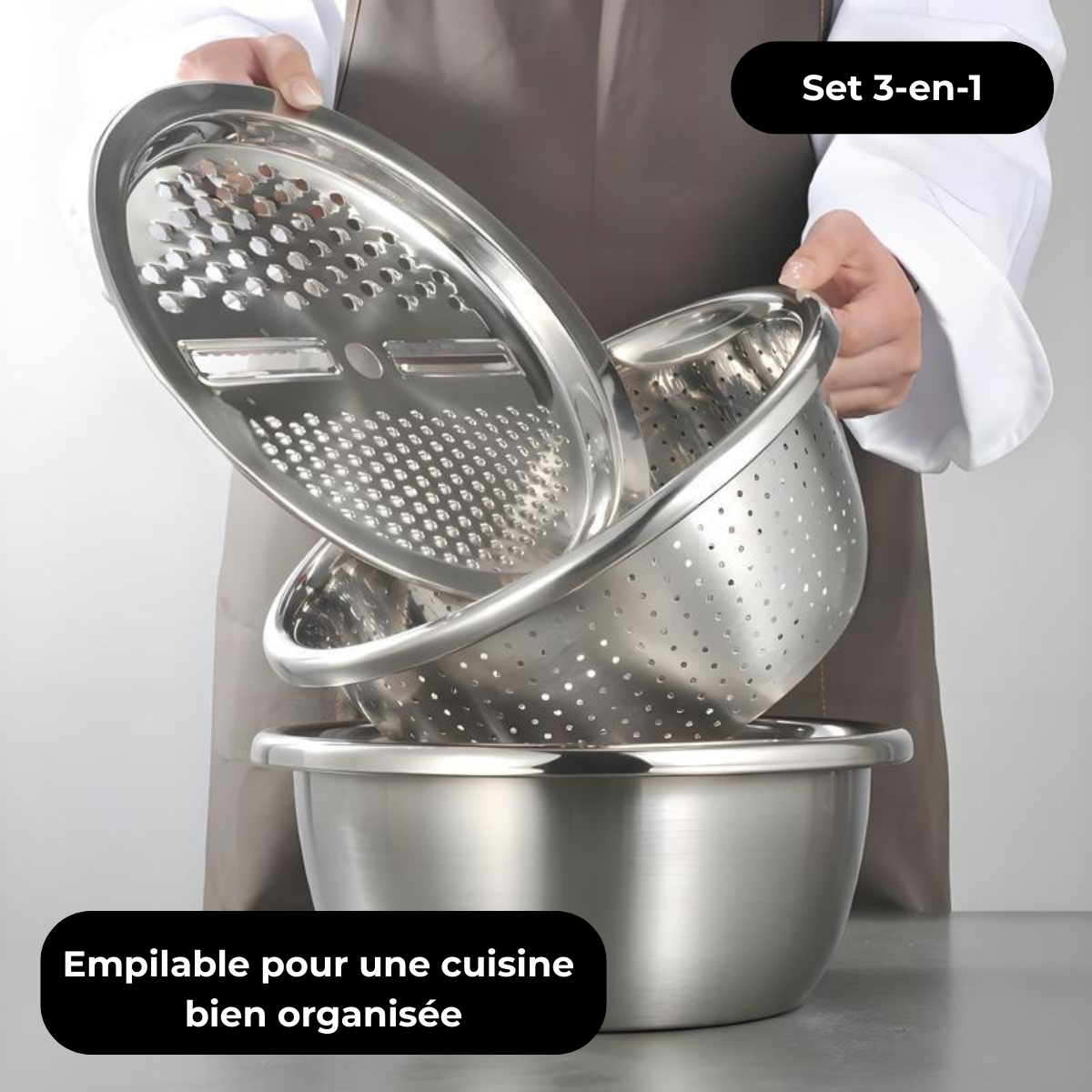 CuisiPro - Le set cuisine 3-en-1 en acier inoxydable