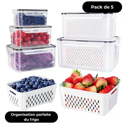 FreshBox - Pack de 5 boîtes pour un frigo parfaitement organisé