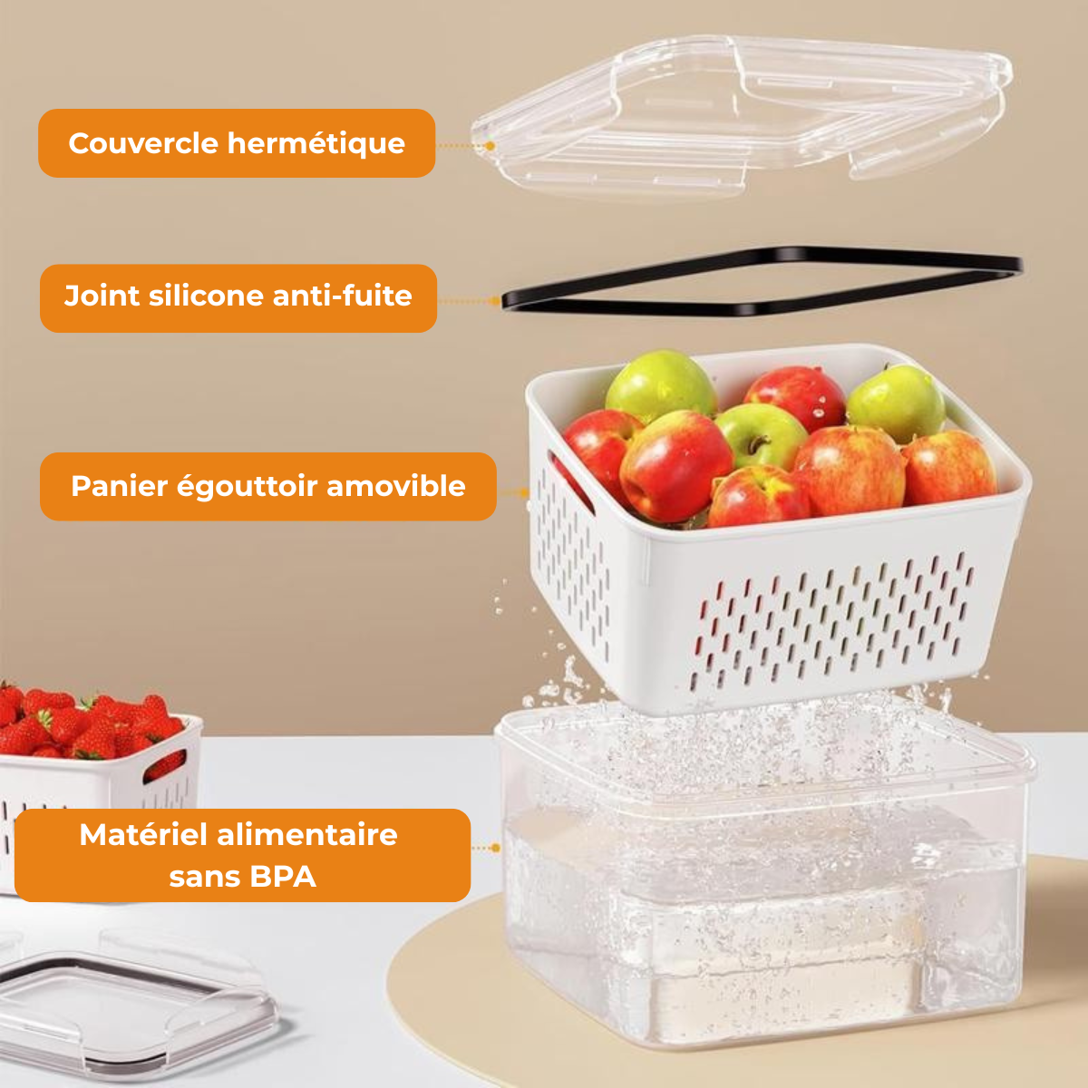 FreshBox - Pack de 5 boîtes pour un frigo parfaitement organisé
