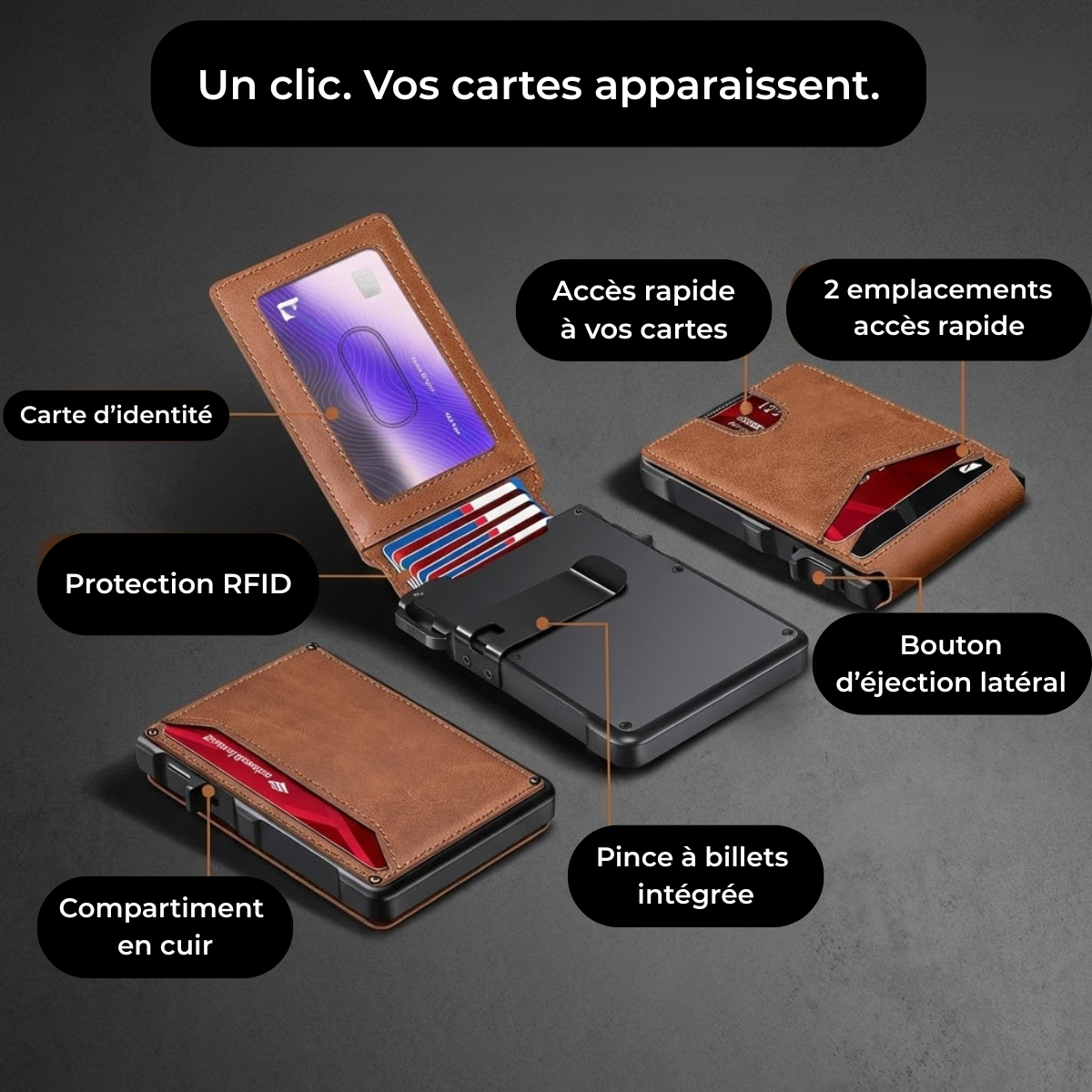 Le Portefeuille Titan - Minimaliste, fin et durable avec éjection rapide et protection RFID