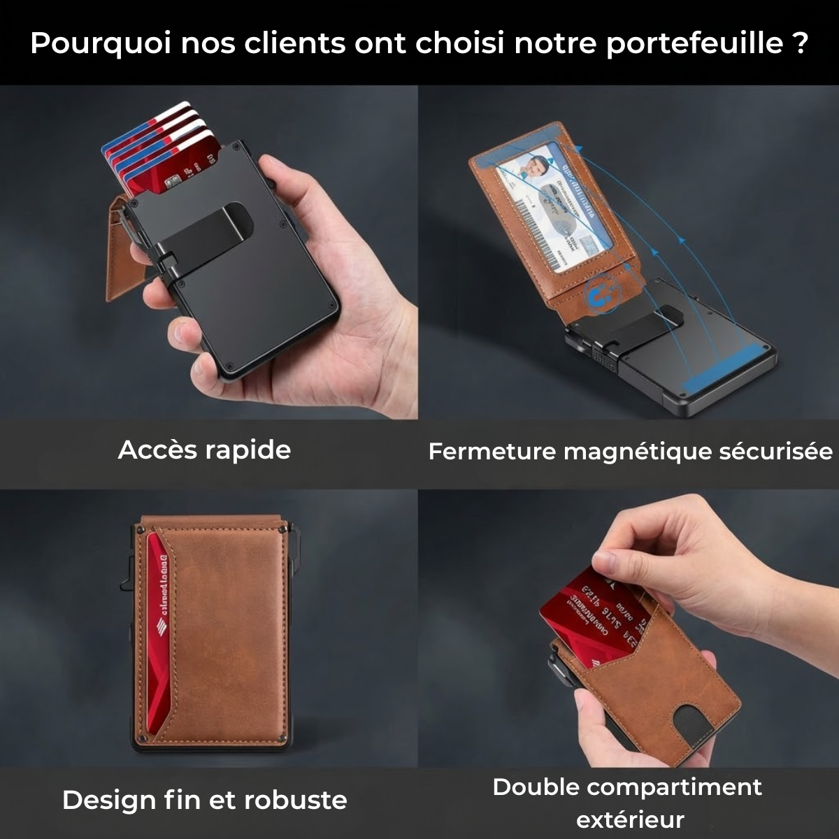 Le Portefeuille Titan - Minimaliste, fin et durable avec éjection rapide et protection RFID